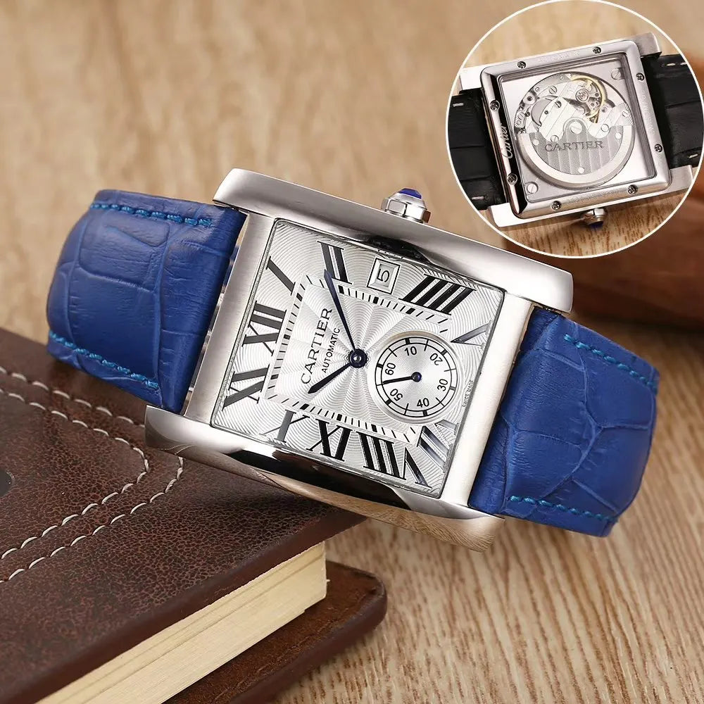Cartier Rose Gold Blue Leather - Hình 3
