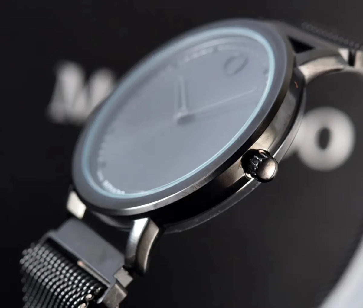 Movado Black Mesh Watch - Hình 3