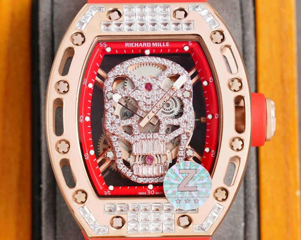 red Richard Mille Skull Watch - Hình 7
