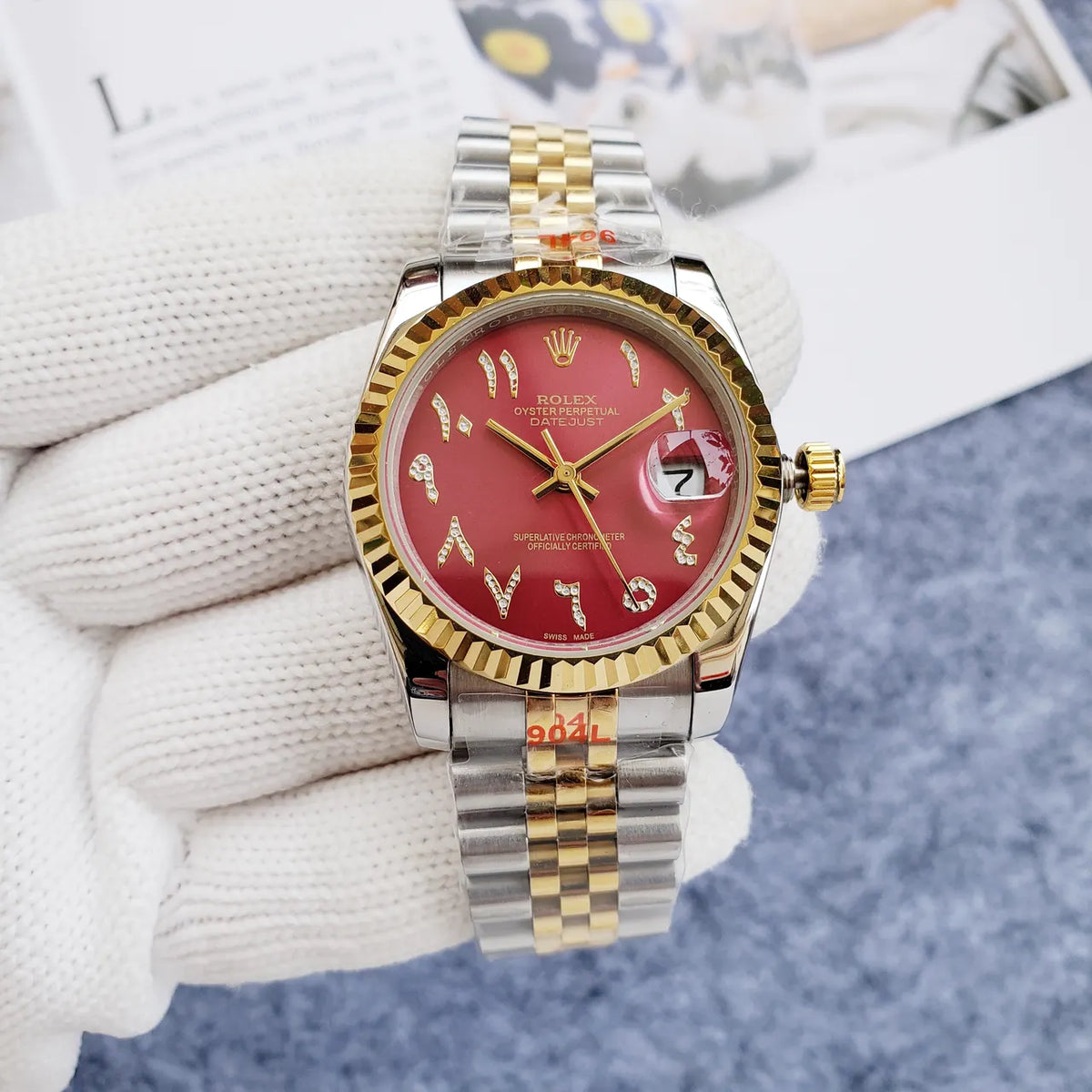 Rolex Datejust Red Arabic Dial - Hình 6