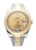 two Rolex Gold Dial Diamond Datejust