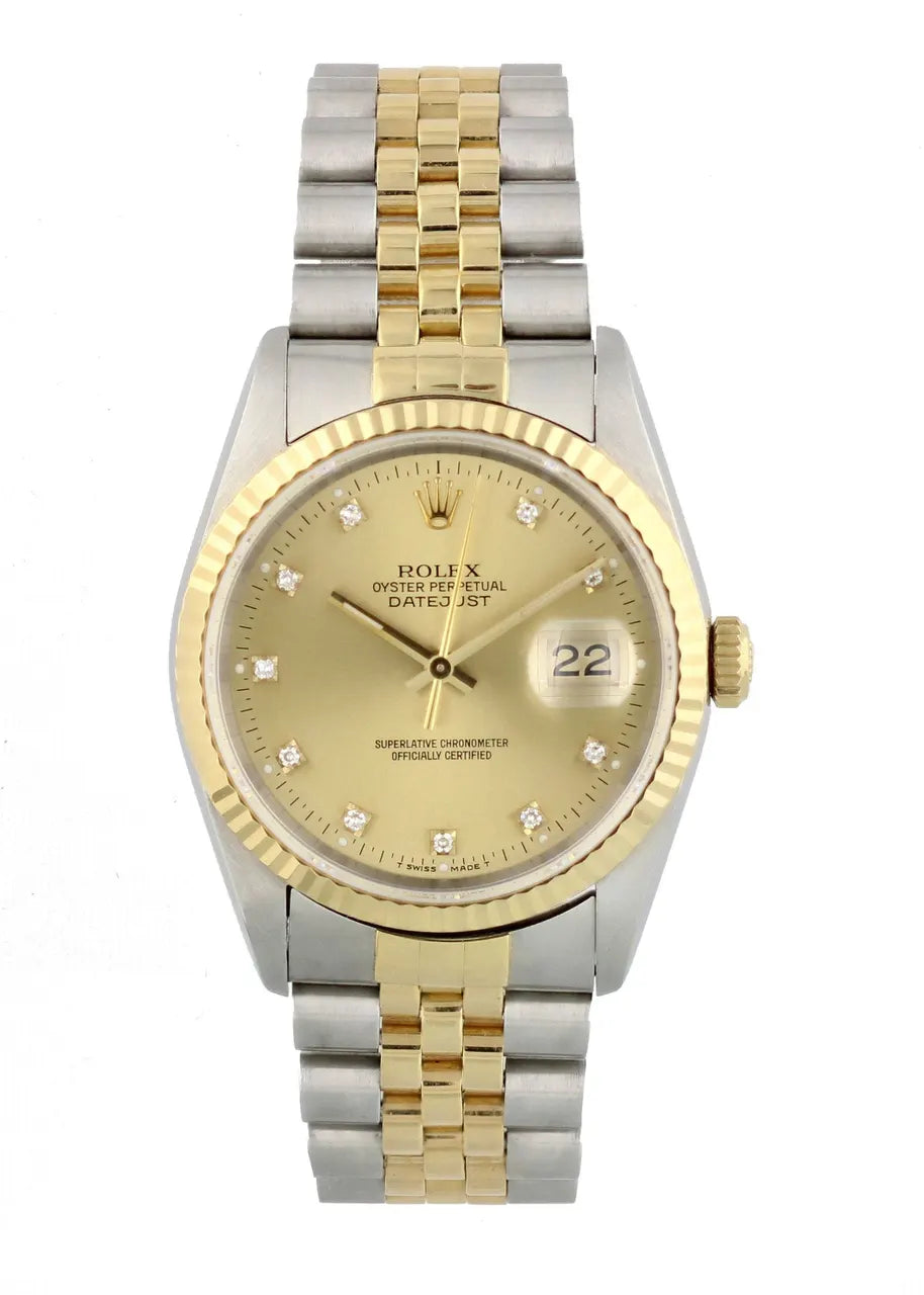 Rolex Two-Tone Gold Champagne Diamond