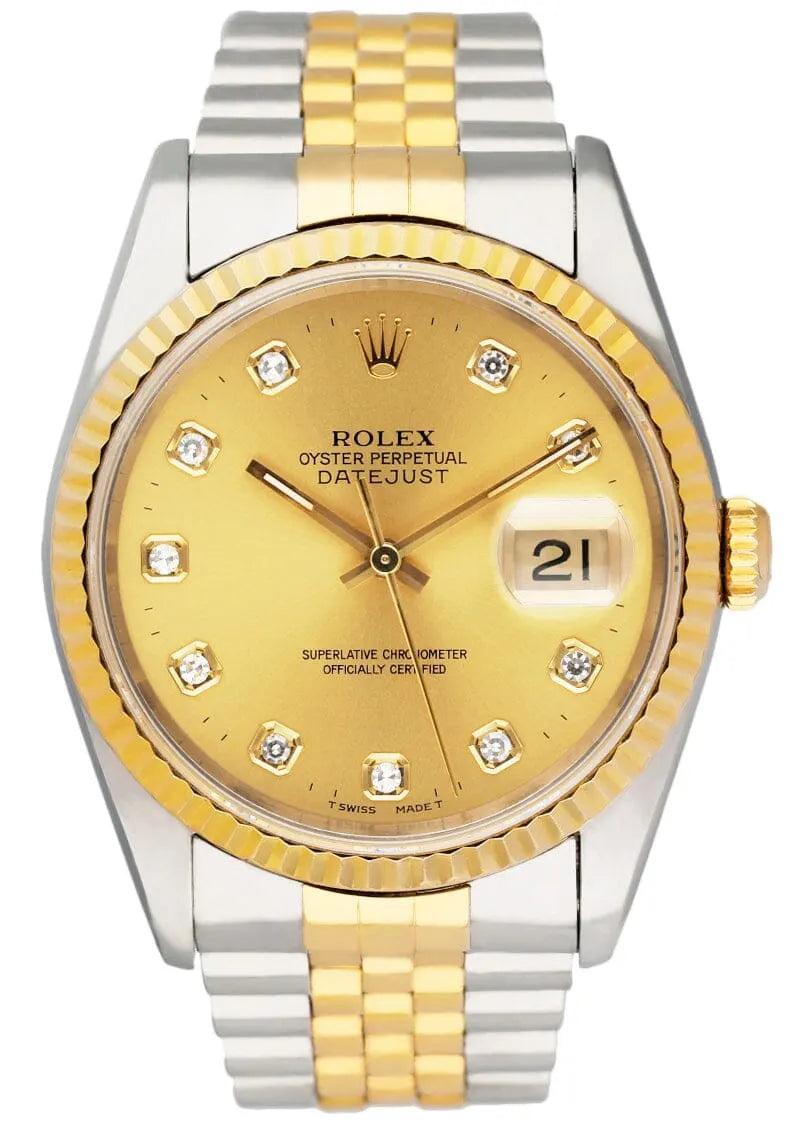 markers Rolex Gold Dial Diamond Datejust