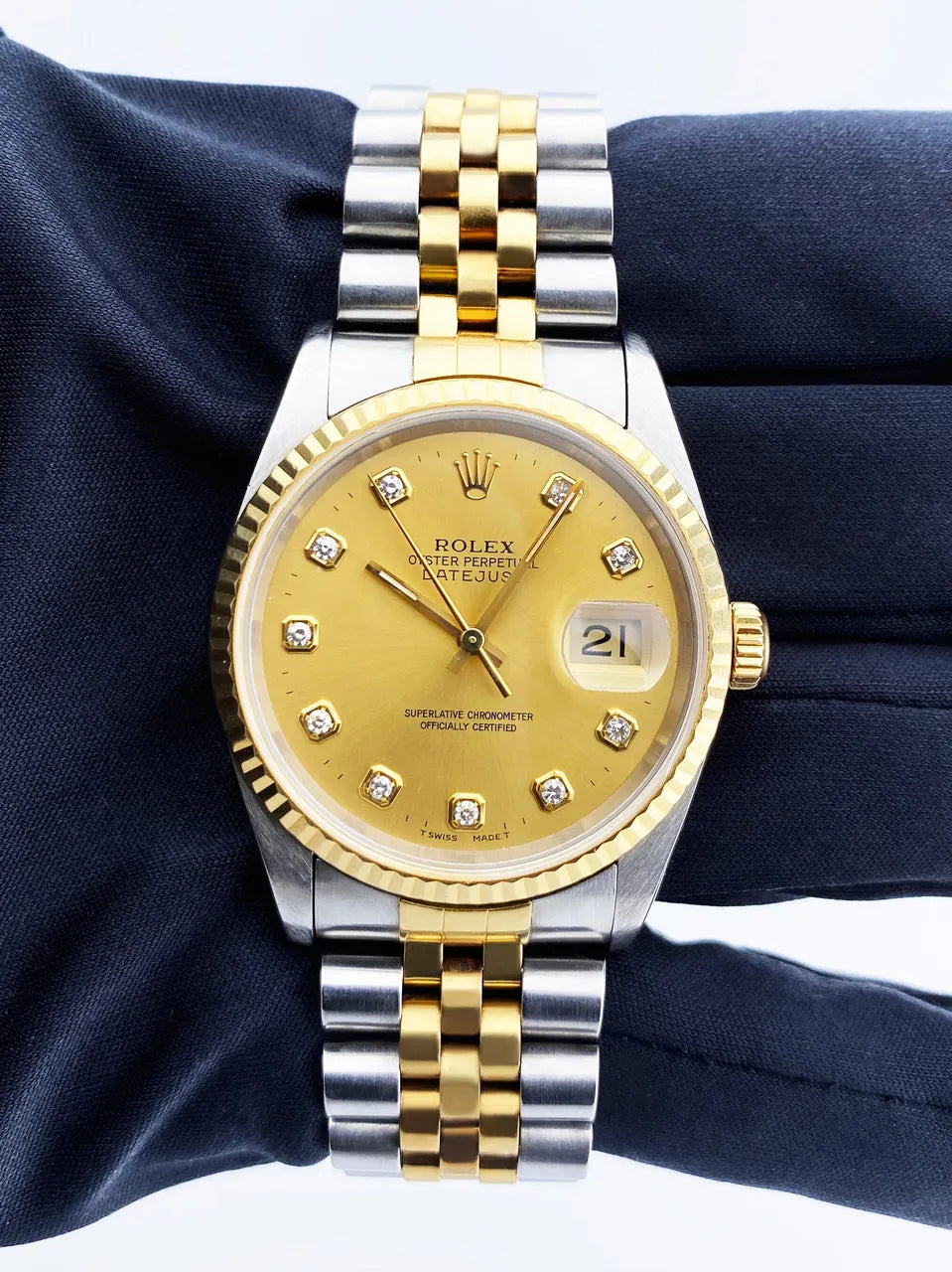 markers Rolex Gold Dial Diamond Datejust - Hình 2