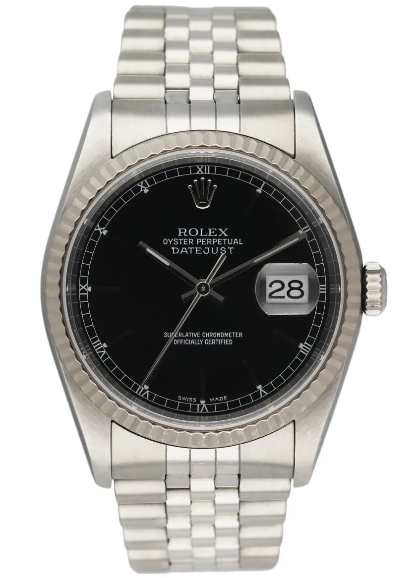 Rolex Datejust Black Dial Steel jubilee