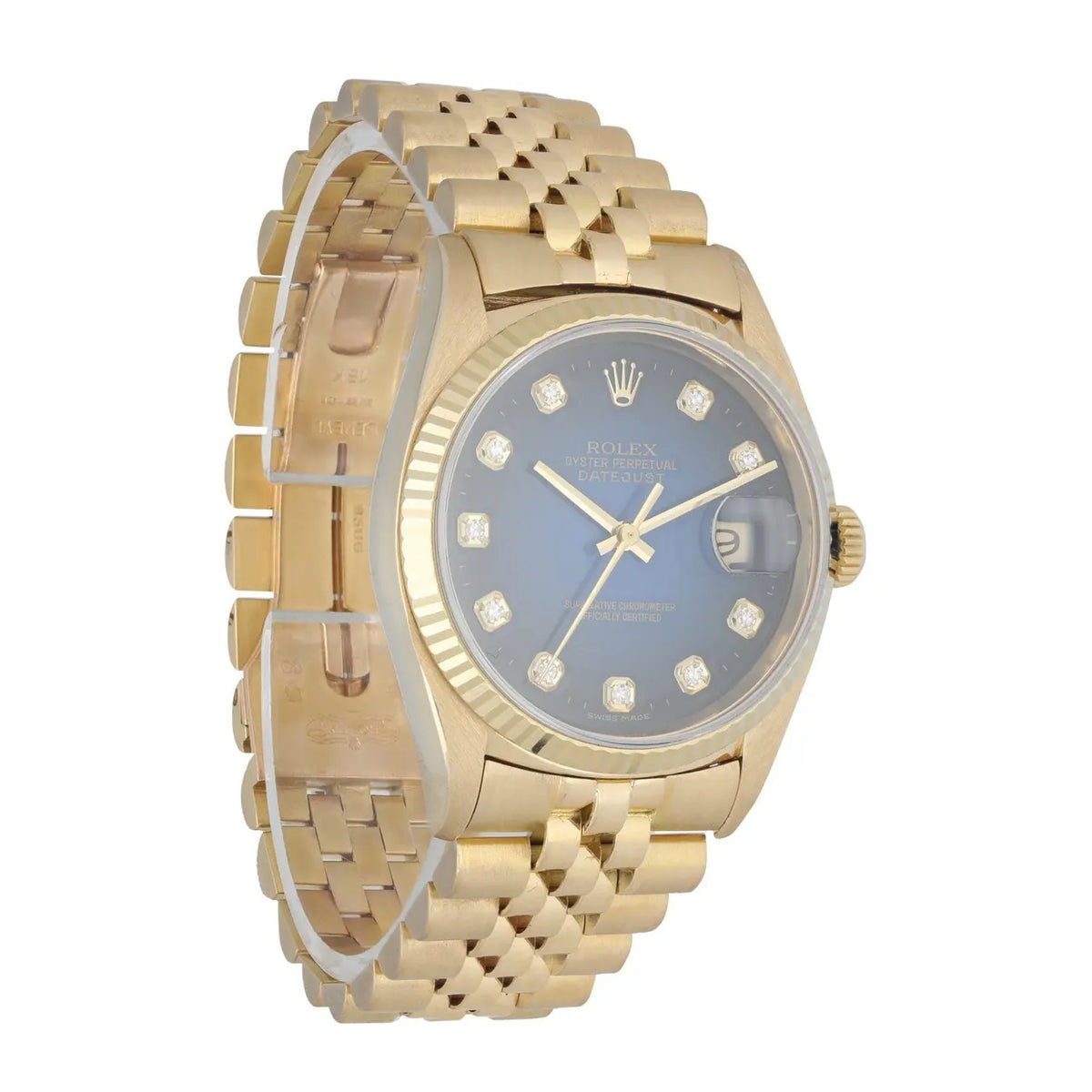 Rolex Blue Diamond Gold Datejust - Hình 2