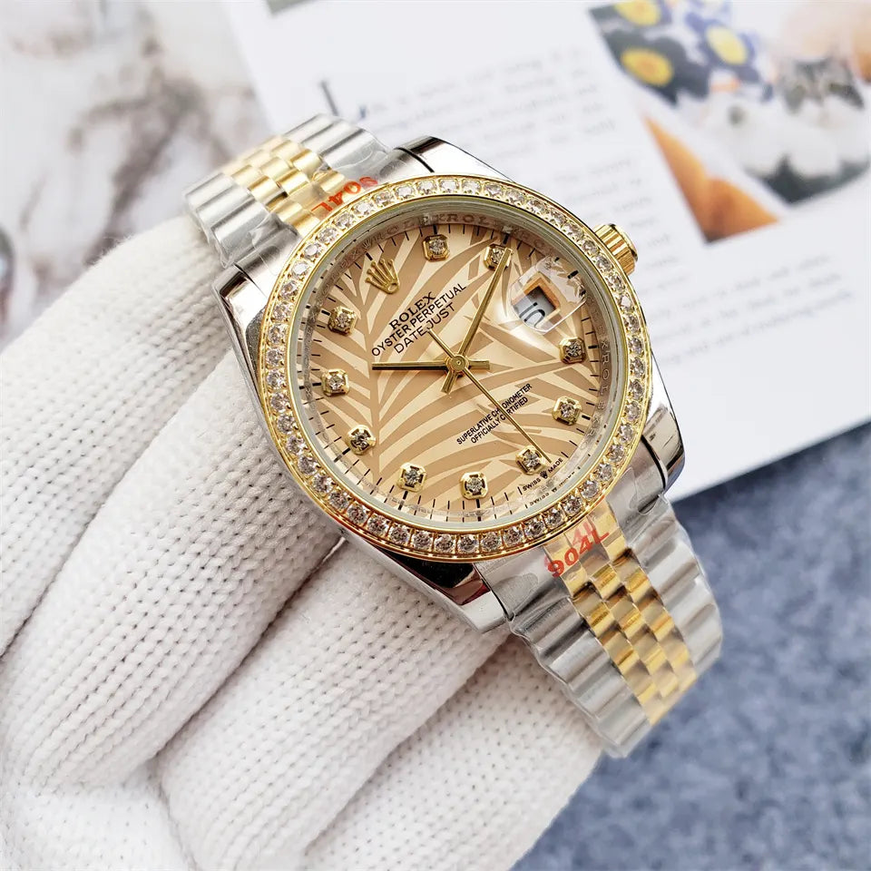 Rolex Palm Dial Diamond Bezel - Hình 8