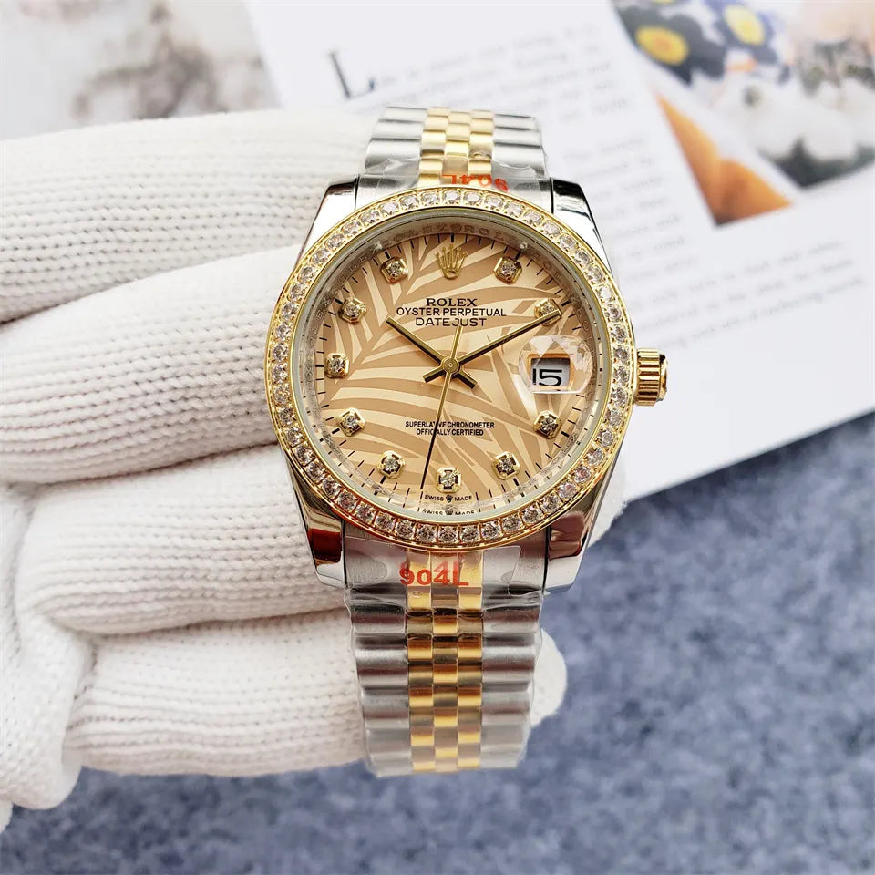Rolex Palm Dial Diamond Bezel - Hình 7