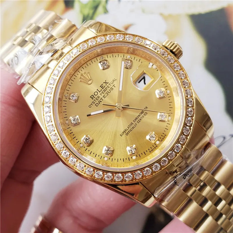 dial Rolex Datejust Gold Diamond Bezel - Hình 7