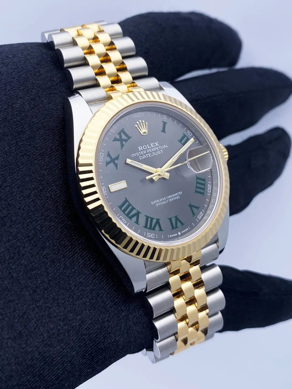 Rolex Rhodium Green Roman Datejust - Hình 3