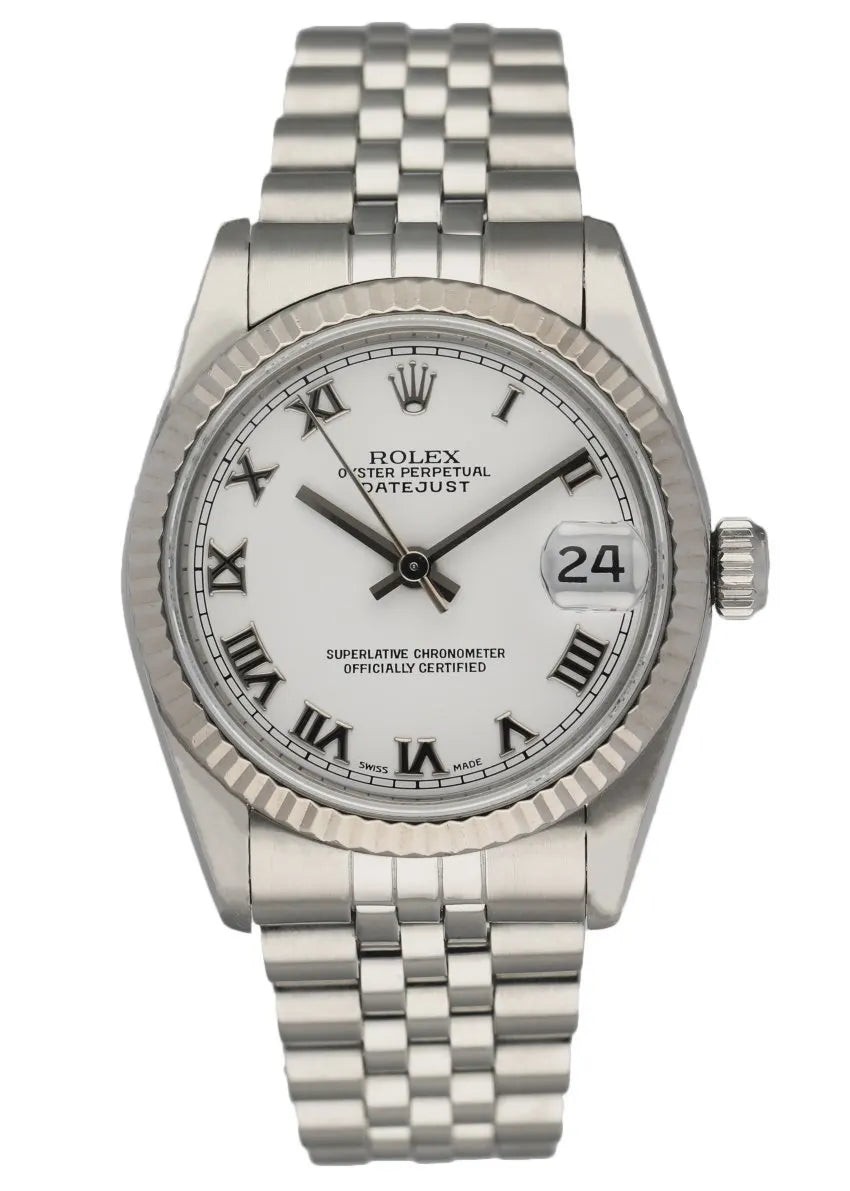 steel Rolex Datejust White Roman Dial