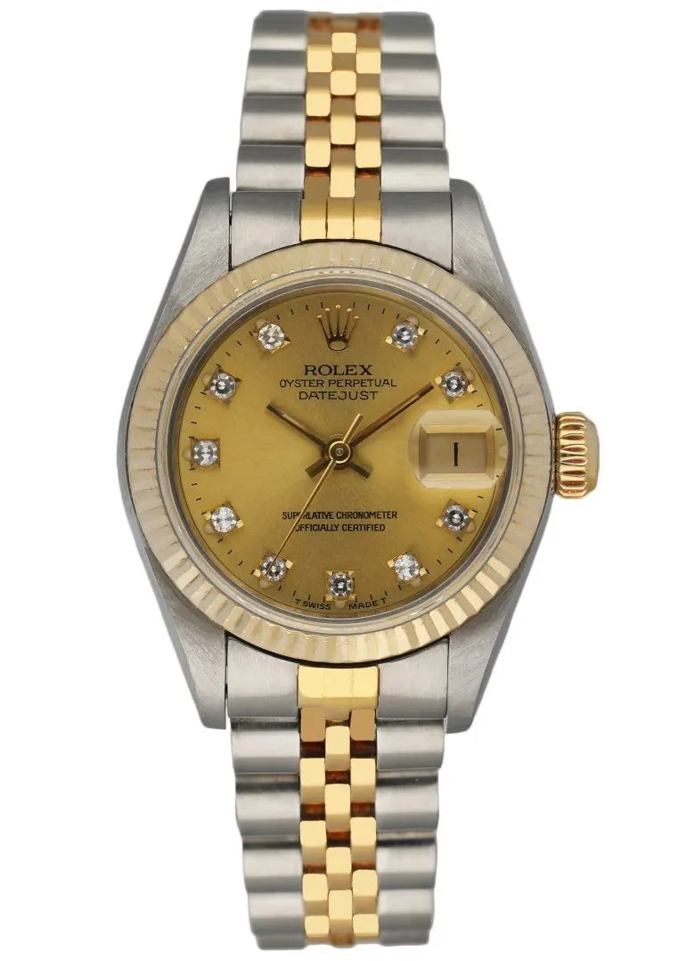 two Rolex Gold Diamond Champagne Datejust