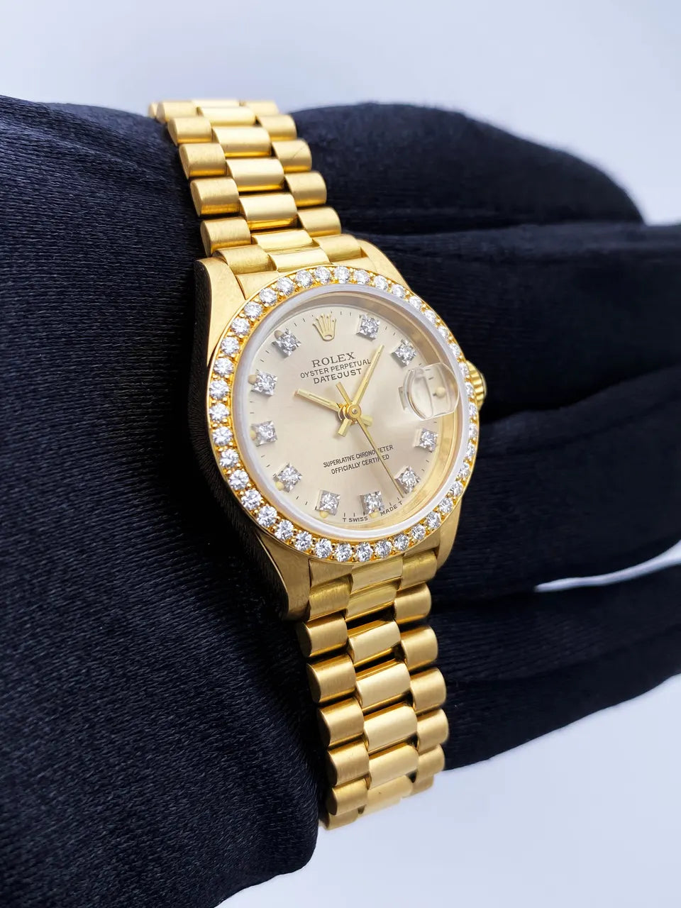 Rolex Gold Diamond Bezel Champagne - Hình 3
