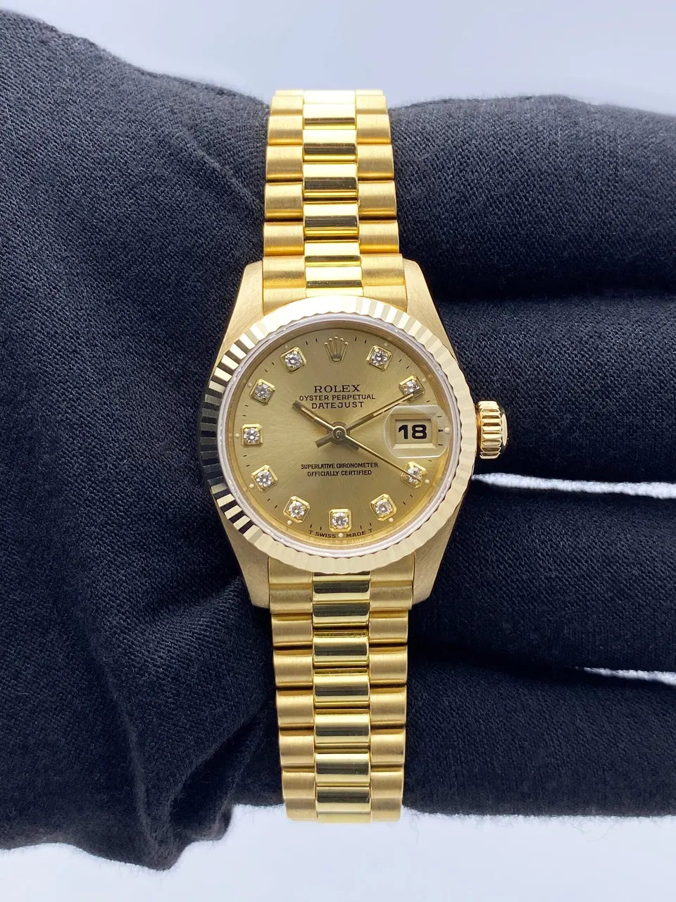 dial fluted Rolex Gold Diamond Datejust - Hình 2