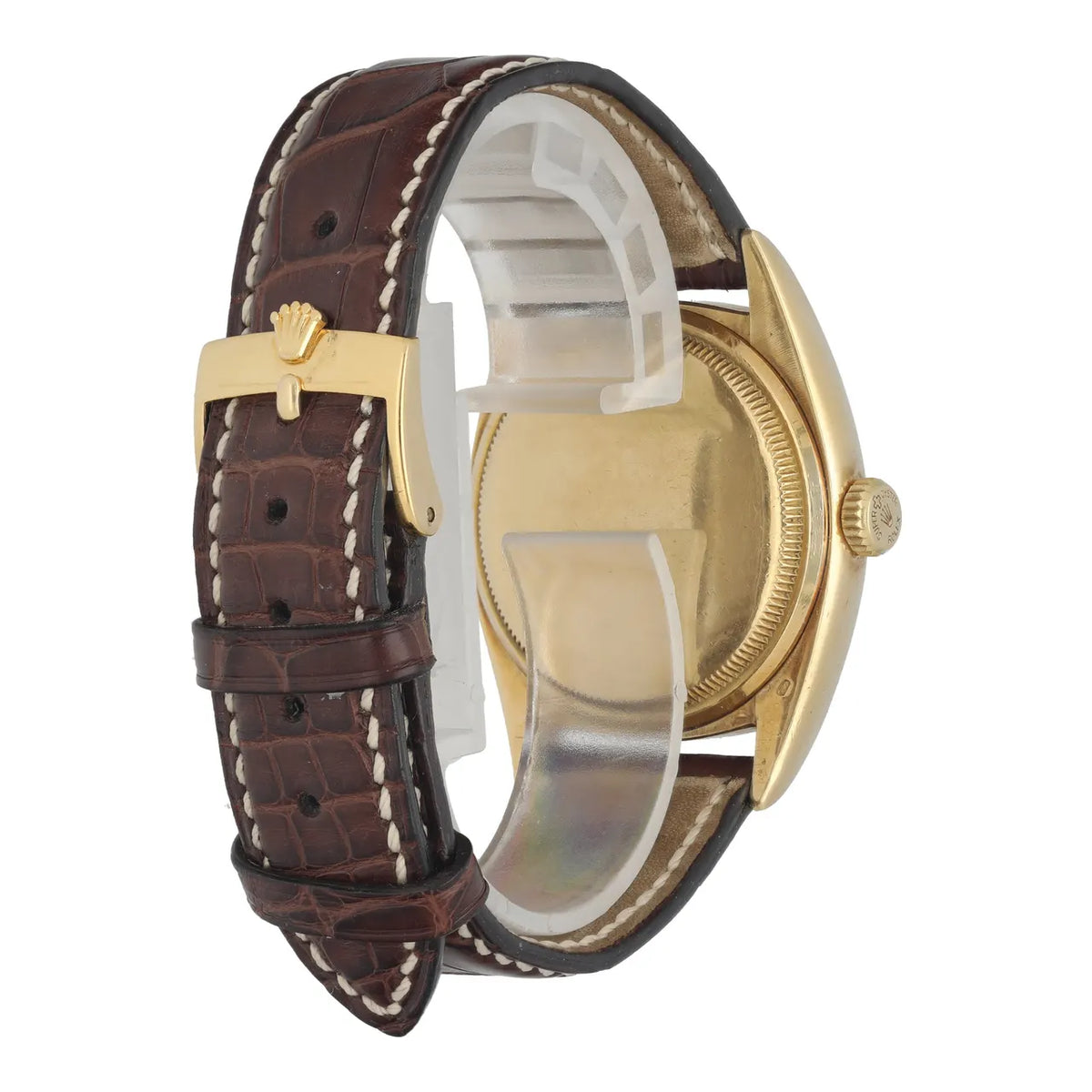 Rolex Gold Datejust Brown Leather - Hình 3