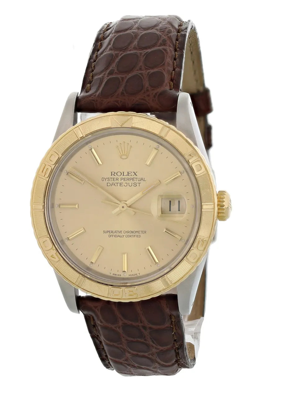 Rolex Two-Tone Gold Brown Leather - Hình 2