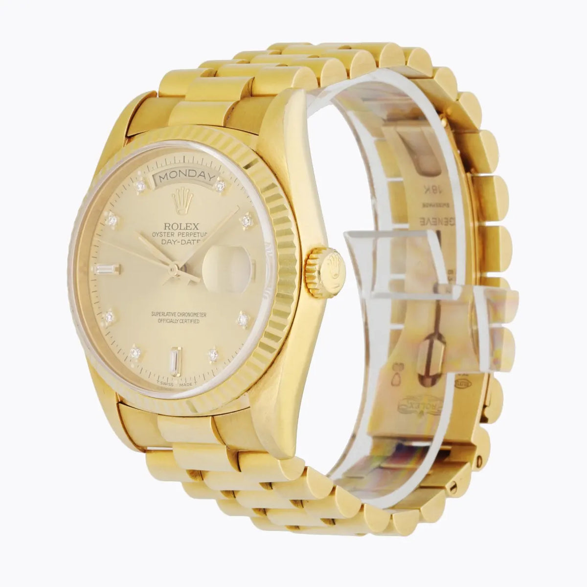 day Rolex Gold Diamond Champagne Dial - Hình 2