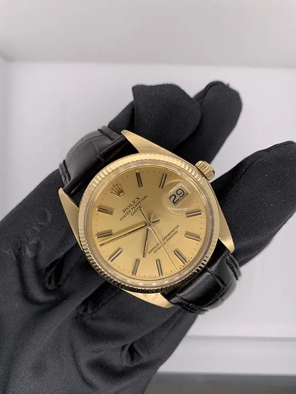 Rolex Gold Black Leather - Hình 5