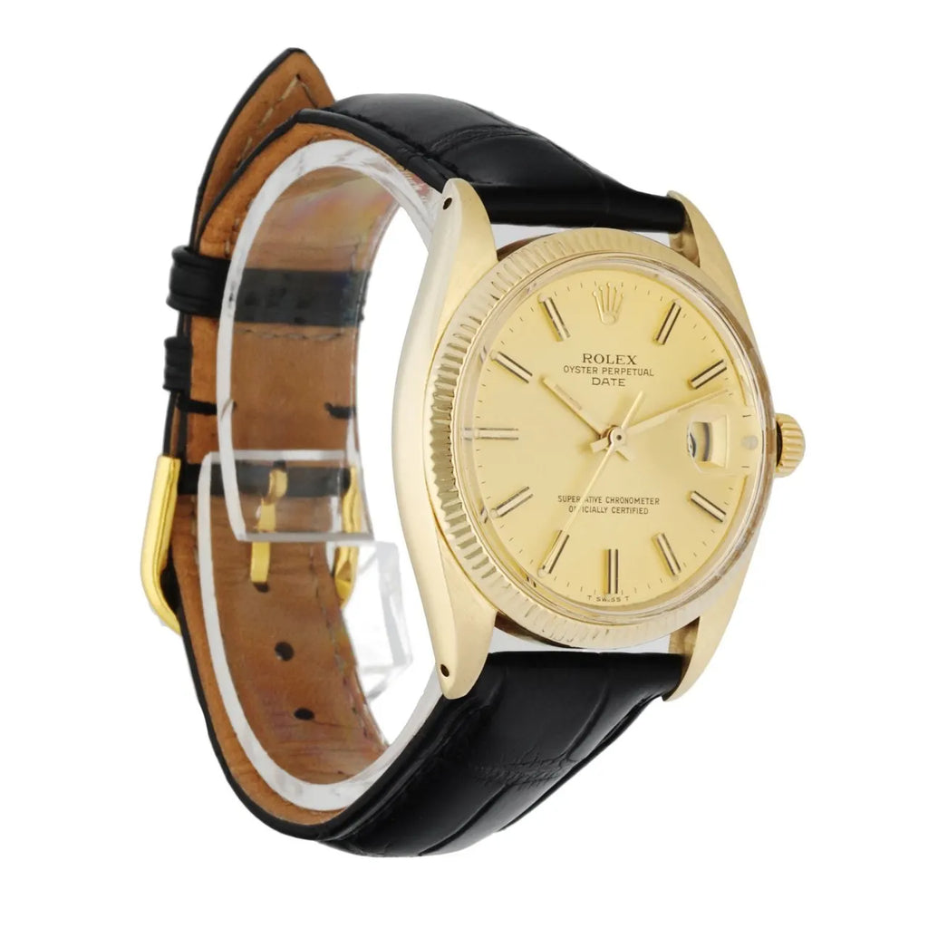 Rolex Gold Black Leather - Hình 3