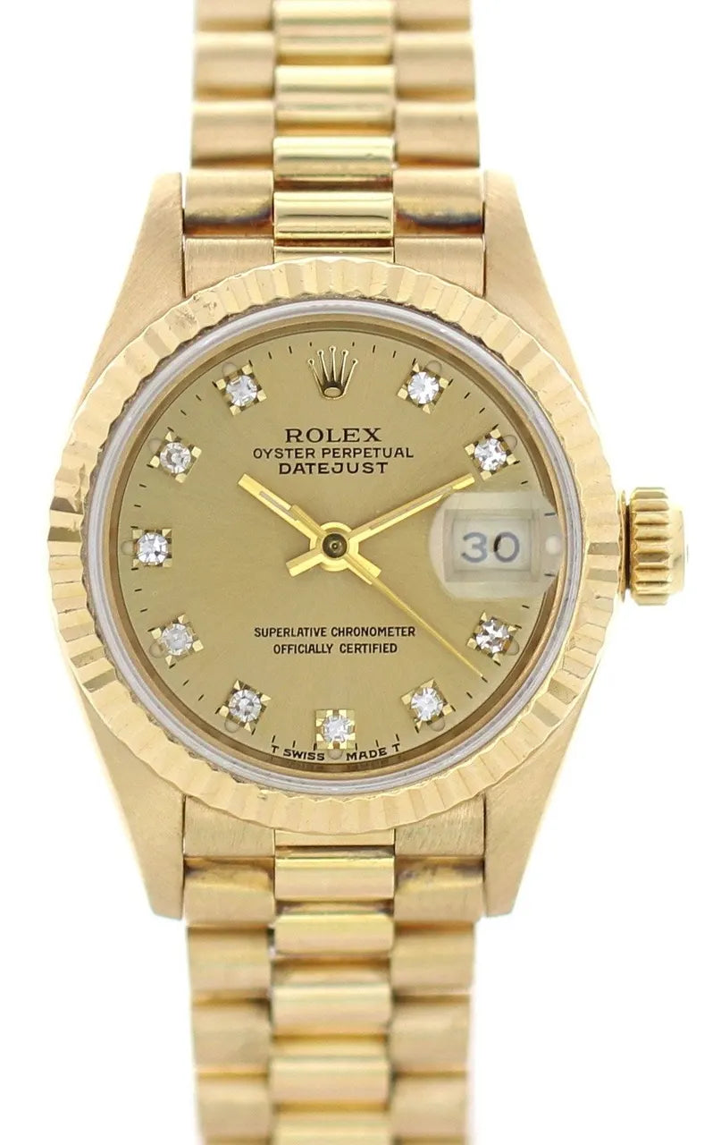 datejust champagne Rolex Gold Diamond Watch
