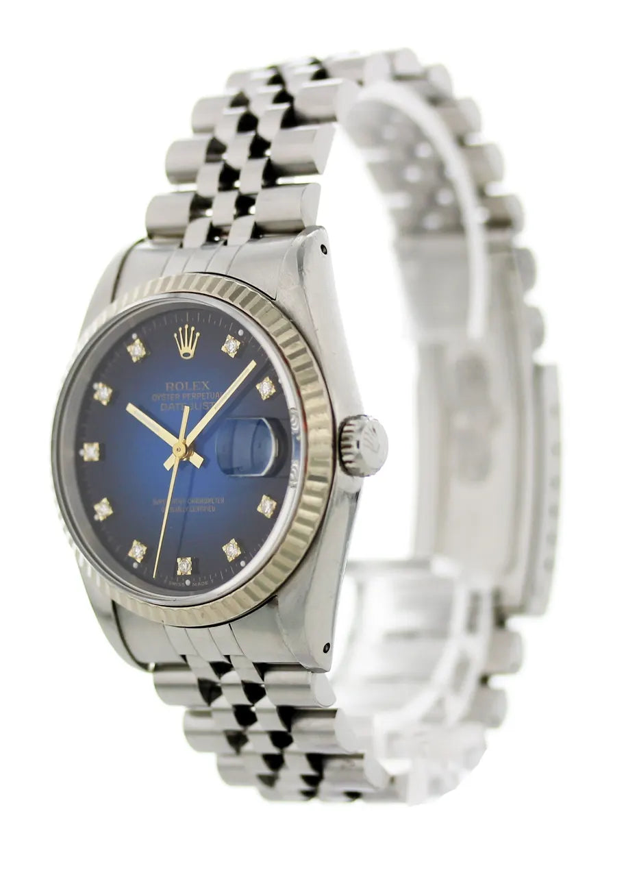 stainless Rolex Datejust Blue Diamond Dial - Hình 3