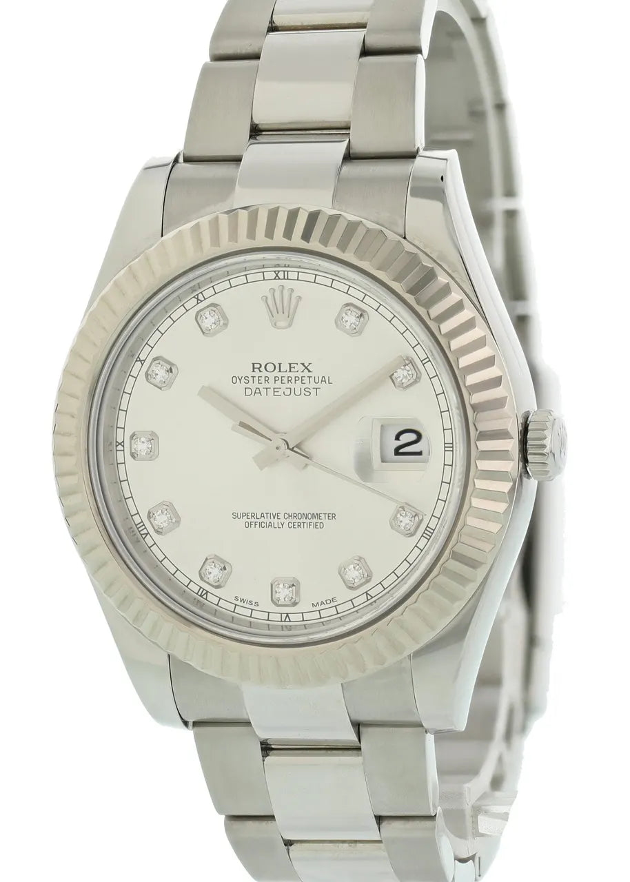 Rolex Datejust Silver Diamond - Hình 2