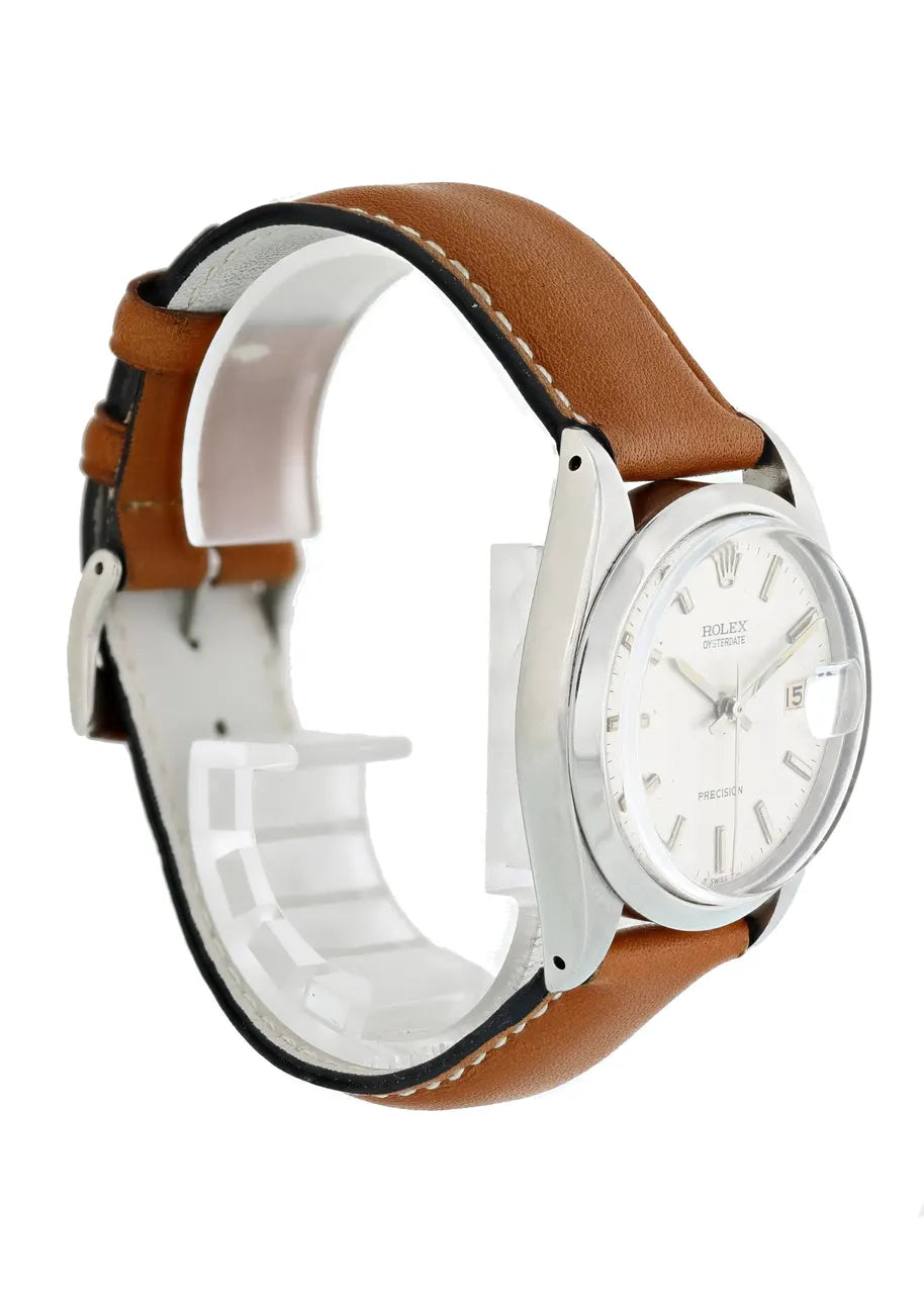 Rolex Silver Dial Tan Leather - Hình 4