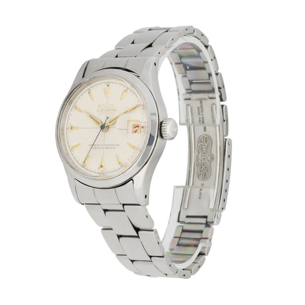 stainless Rolex Oysterdate Silver Dial - Hình 2