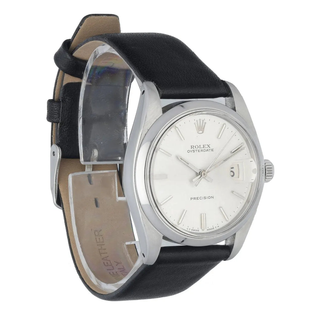 black Rolex Oysterdate Silver Dial - Hình 4