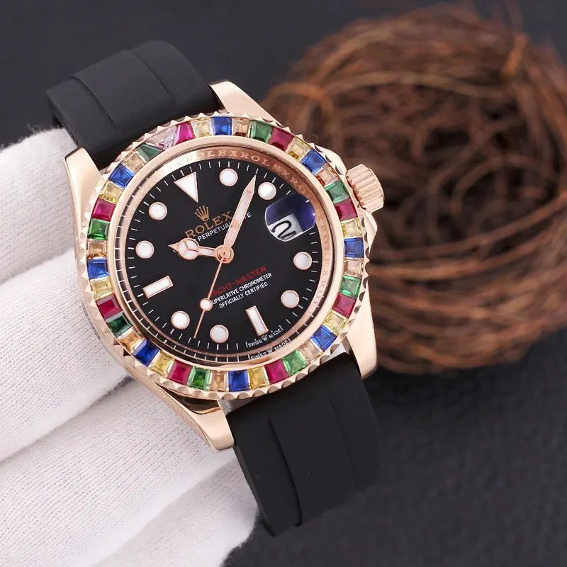 Rolex Rainbow Bezel Watch - Hình 3