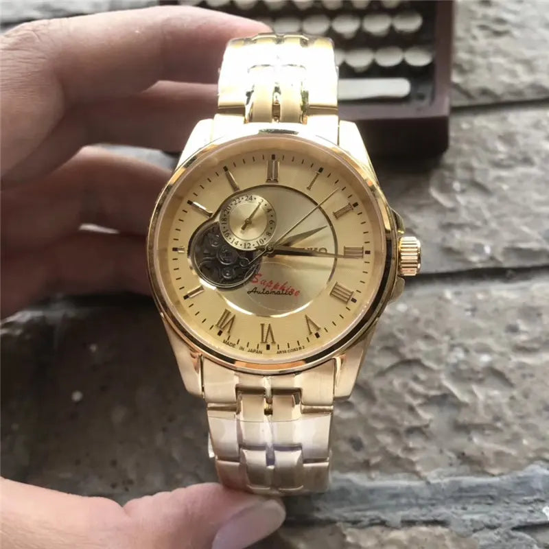skeleton Seiko Gold Automatic Watch