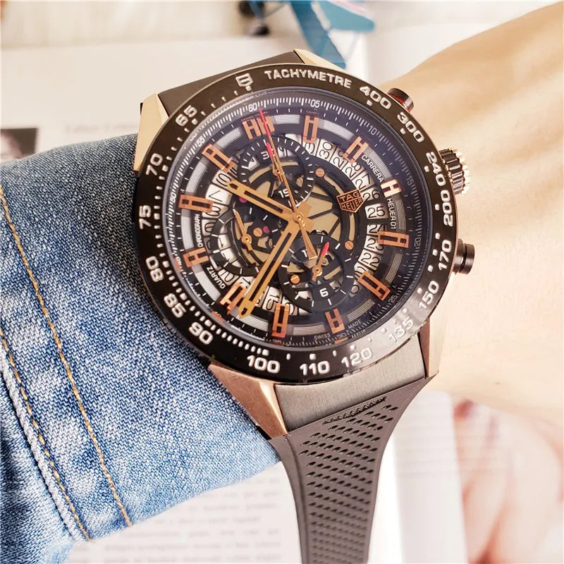 TAG Heuer Carrera Black Rubber Silver Chronograph - Hình 3