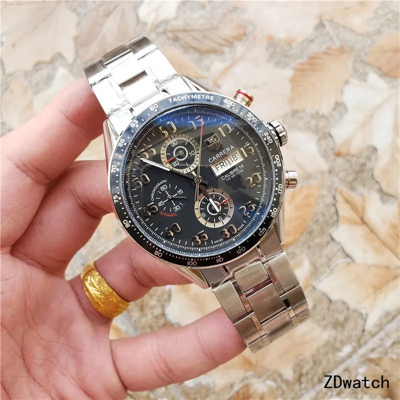 steel Tag Heuer Carrera Black Dial - Hình 2