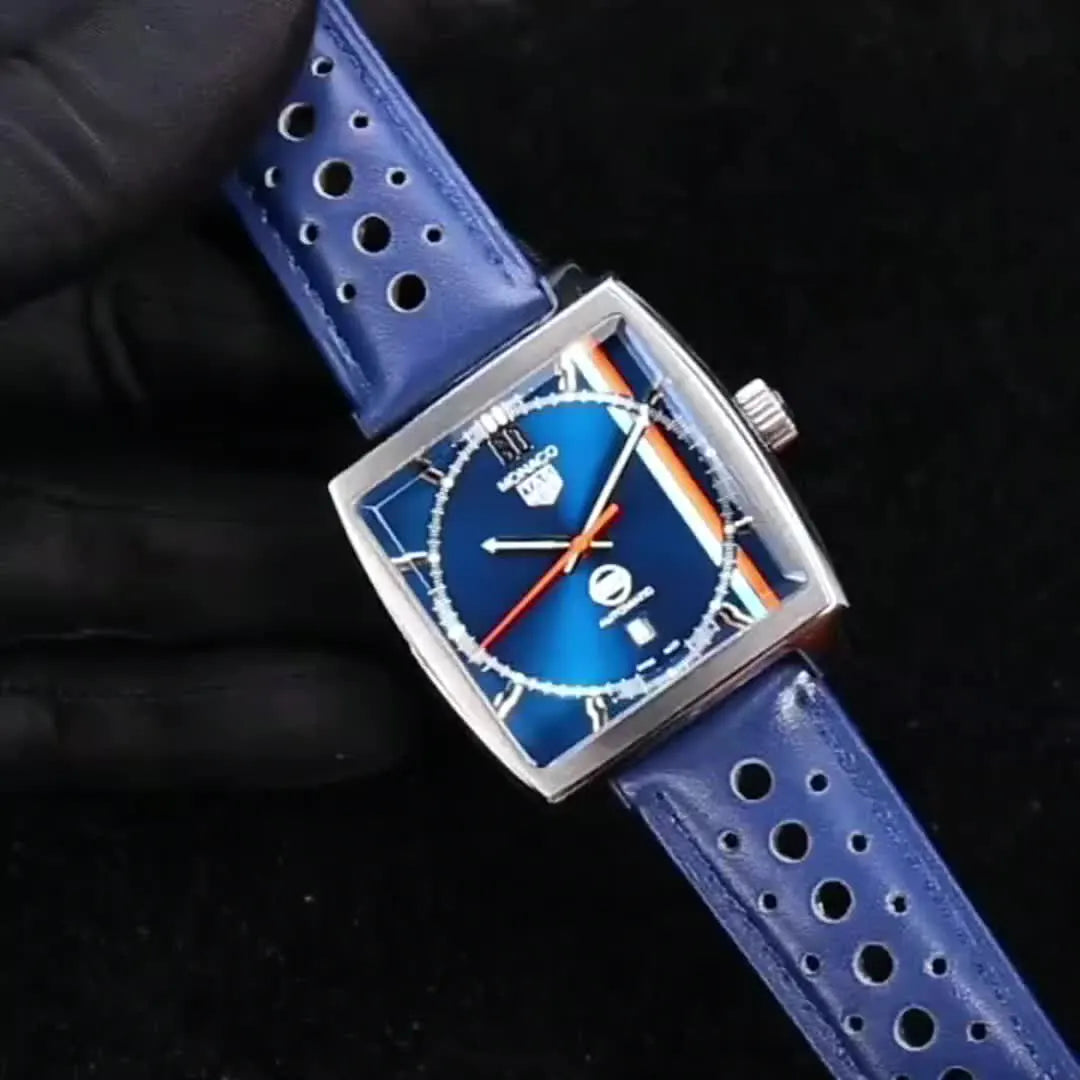 leather TAG Heuer Monaco Blue
