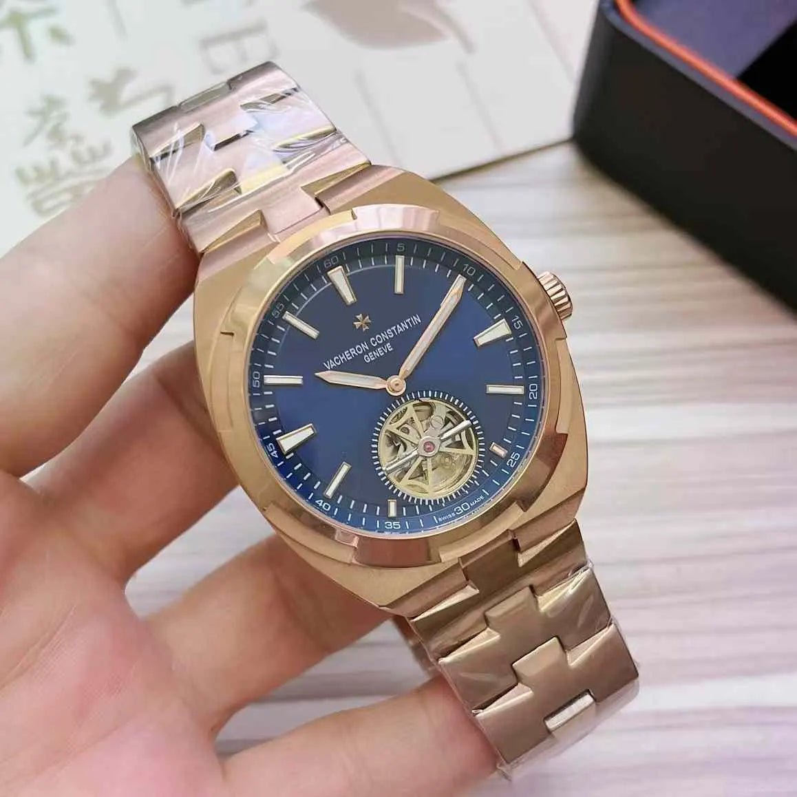 Rose Gold Blue Tourbillon