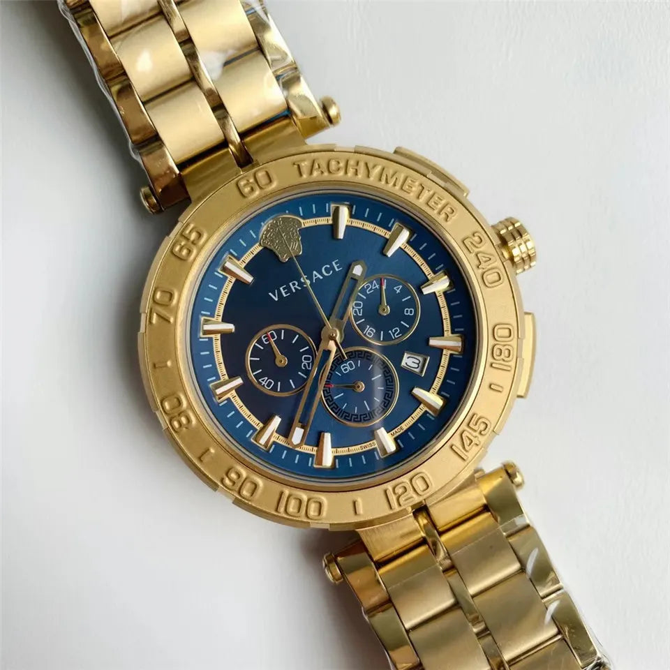 blue Versace Gold Chronograph