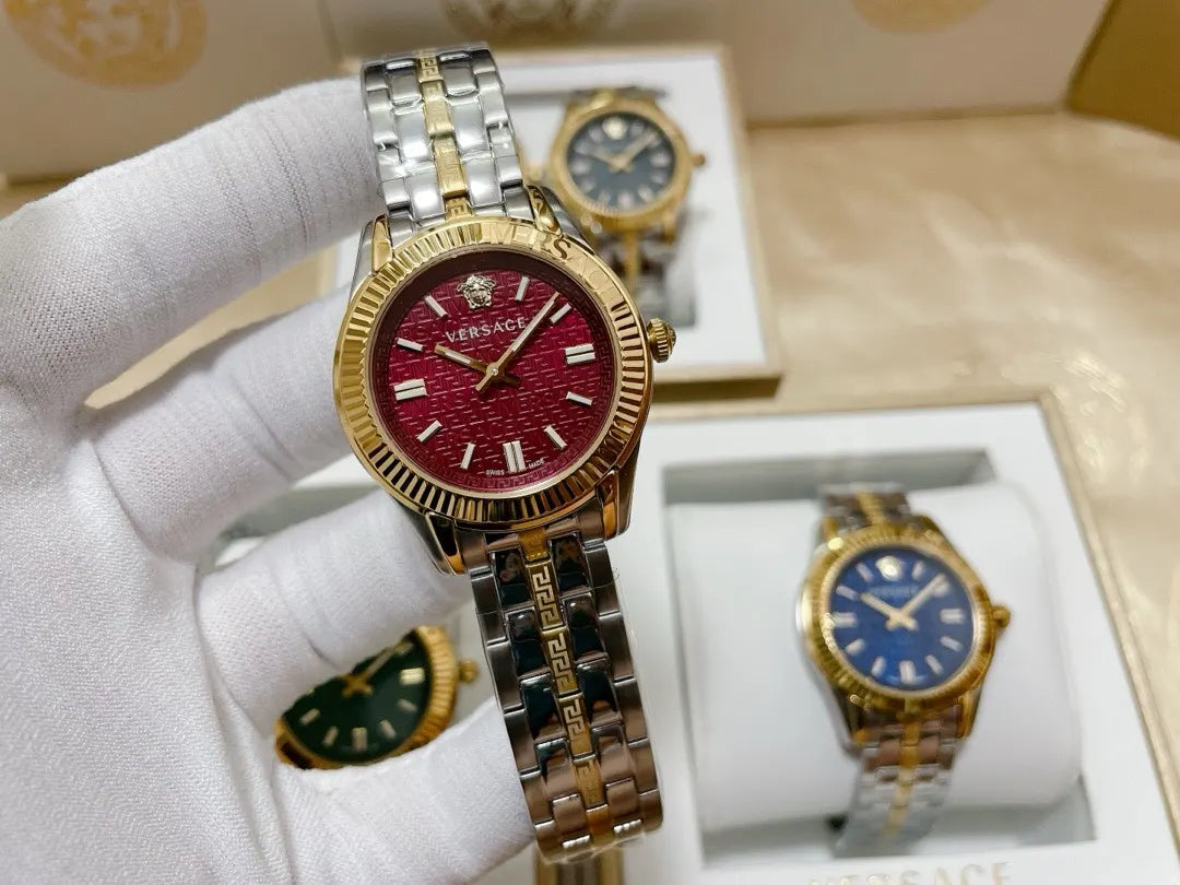 silver Versace Greca Logo Watch - Hình 2