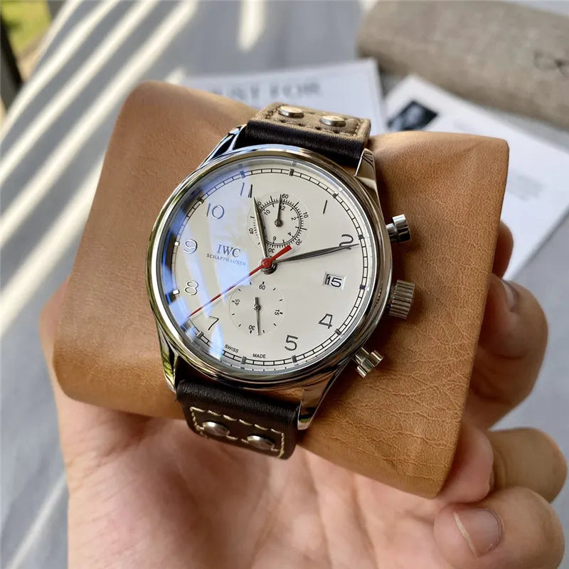 IWC Silver Chronograph Watch - Hình 3